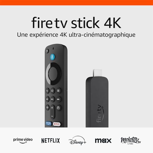 Amazon Fire TV Stick 4K (Nouvelle génération), Appareil de streaming avec prise en charge du Wi-Fi 6 et des technologies Dolby Vision/Atmos et HDR10+